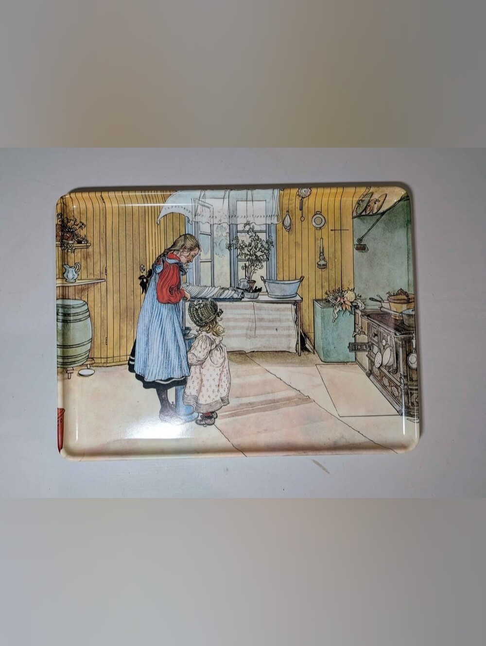 Pretty Melamine Tray 14"X11" Made In Italy (R2S)  "The Kitchen" W/2 Girls @ Work